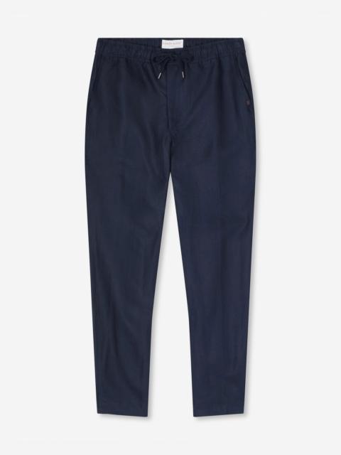 Derek Rose Men's Trousers Sydney 2 Linen Navy