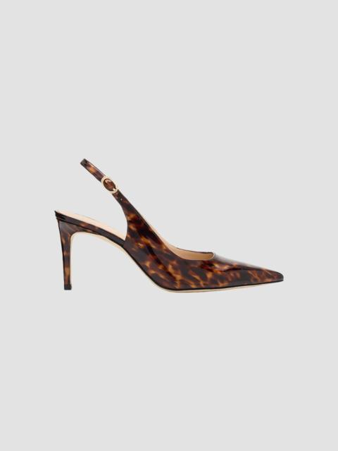Stuart Weitzman Women's Stuart Power 75MM Tortoiseshell Patent Leather Slingback Pumps - Classic