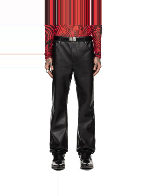 LU'U DAN Black Straight-Leg Faux-Leather Trousers