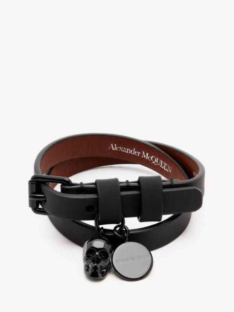 Alexander McQueen Men's Double Wrap Bracelet in Black