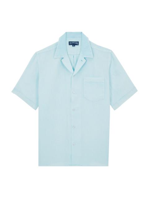 Men Bowling Linen Shirt Mineral Dye