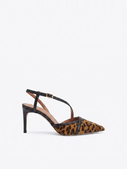 MALONE SOULIERS Valeria 70 Leopard-print Calf Hair Slingbacks