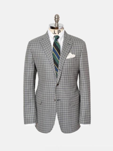 J. PRESS MADE-IN-USA GREEN & BLACK CHECK WOOL/LINEN SPORT COAT