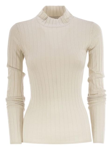 ribbed high-neck sweater