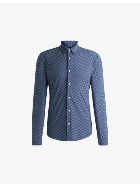 BOSS Geometric-pattern slim-fit stretch-jersey shirt