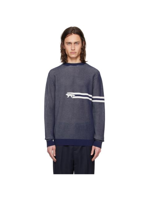 Maison Kitsuné Navy Sheer Sweater