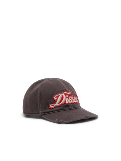 Diesel DISTRESSED BASEBALL CAP WITH EMBROIDERED PATCH