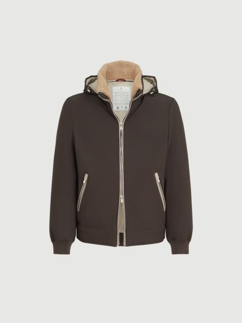 Brunello Cucinelli Stretch bonded nylon down jacket with detachable hood