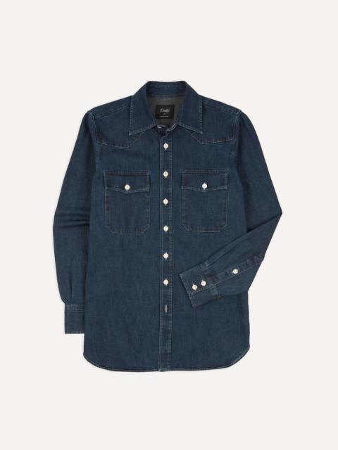 Drake's Indigo Rinse Denim Two-Pocket Western Shirt