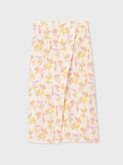 Women's Ecru 'Oleander' Wrap Midi Skirt