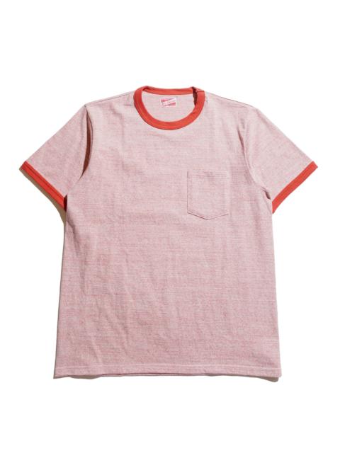 The Real McCoys MC25014 Pocket Tee / Heather Color, Ringer Red