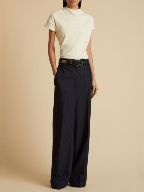 The Banton Pant in Navy and White Stripe