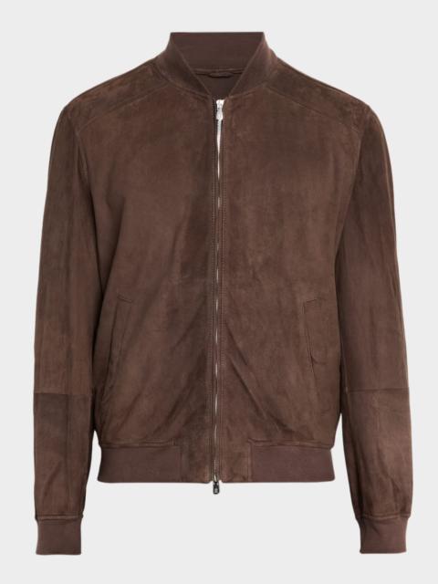 Brunello Cucinelli Men's Suede Full-Zip Bomber Jacket