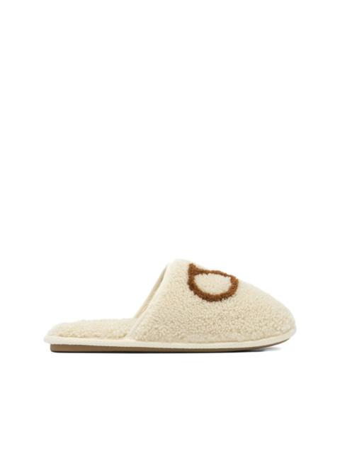 Valentino logo-embroidered sheepskin slippers