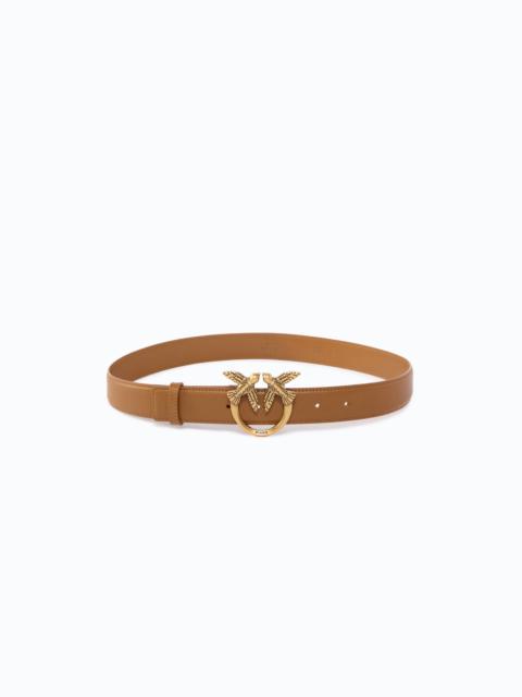 PINKO 3 CM LEATHER BELT WITH LOVE BIRDS BUCKLE