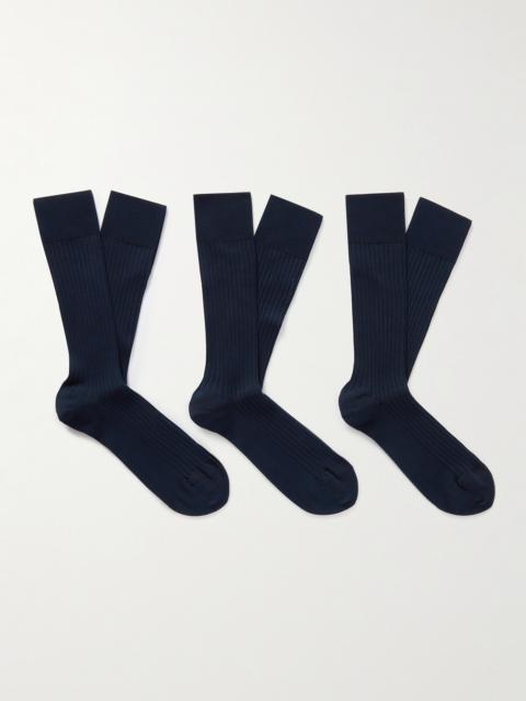 NN07 Three-Pack Ribbed Cotton-Blend Socks