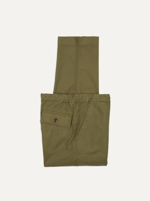 Drake's Olive Drab Cotton Drawstring Trouser