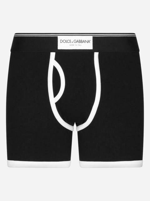 Dolce & Gabbana Long-leg two-way stretch cotton boxers with print