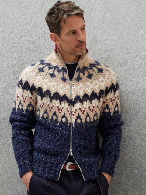 Brunello Cucinelli Handmade OPERA turtleneck cardigan in cashmere, alpaca and wool