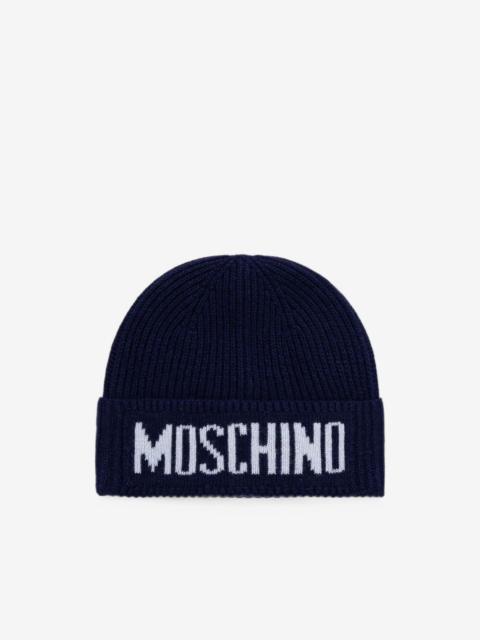 Moschino logo-embellishment ribbed-knit beanie hat