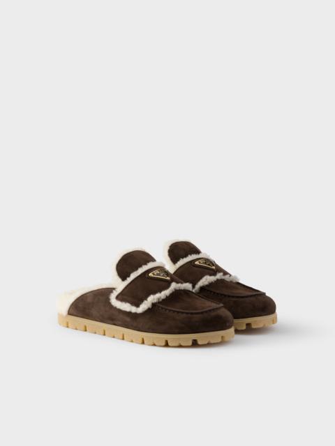 Prada Suede and shearling mules