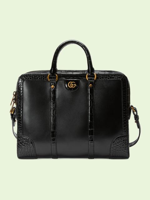 GUCCI Crocodile trim briefcase with Double G