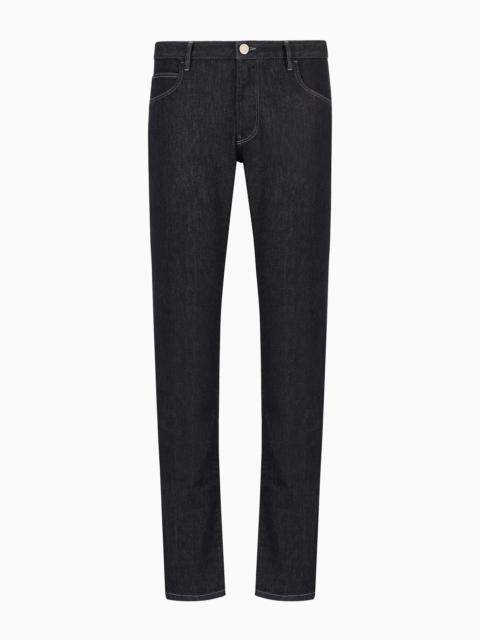 GIORGIO ARMANI Five-pocket, slim-fit, stretch cotton-denim trousers