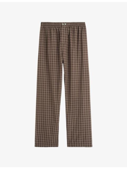 TEKLA Checked Cotton Pyjama Bottoms