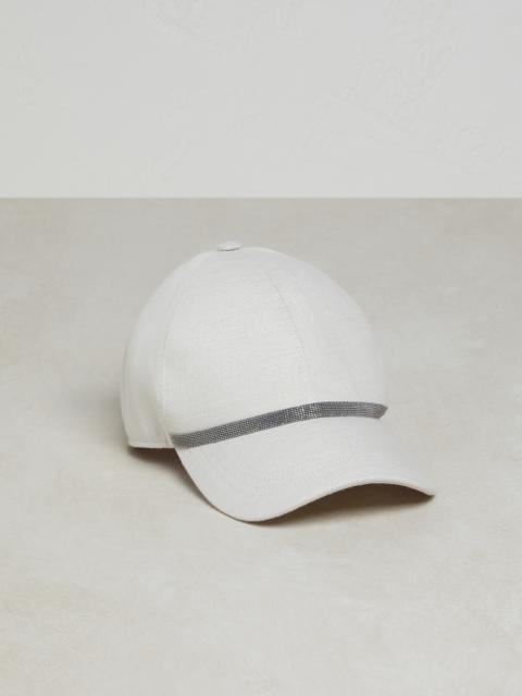 Cotton and viscose sparkling twill baseball cap with shiny trim