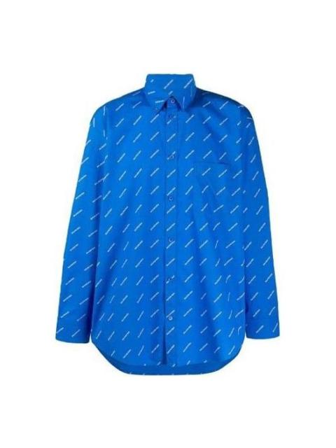 BALENCIAGA Balenciaga All Over Logo Shirt 'Blue White' 534333TBL967560