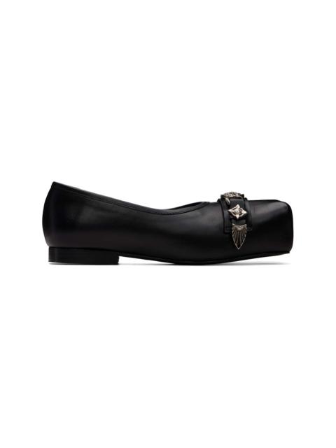 TOGA PULLA Black Leather Ballerina Flats