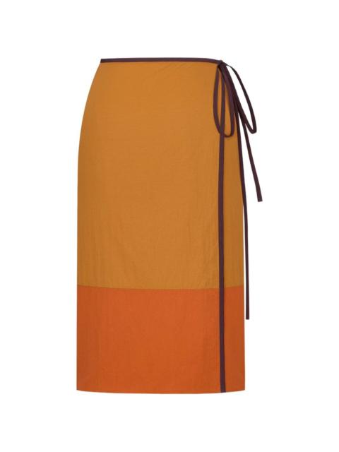 SAINT LAURENT tie-detail colour-block skirt