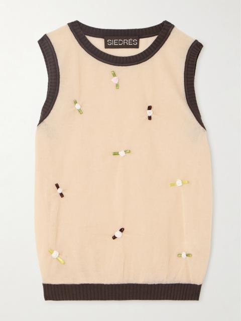 SIEDRÉS Teti Appliquéd Knitted Tank