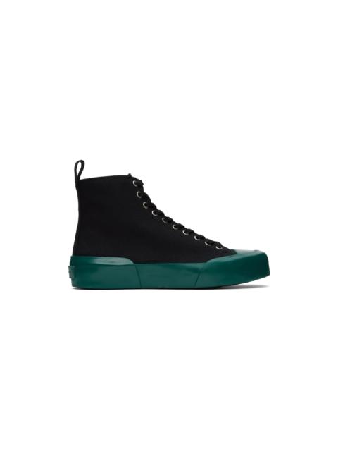 Jil Sander Black & Green High-Top Sneakers