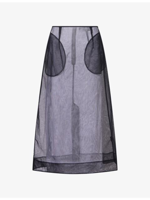 Simone Rocha Ripple Sheer Mesh Midi Skirt