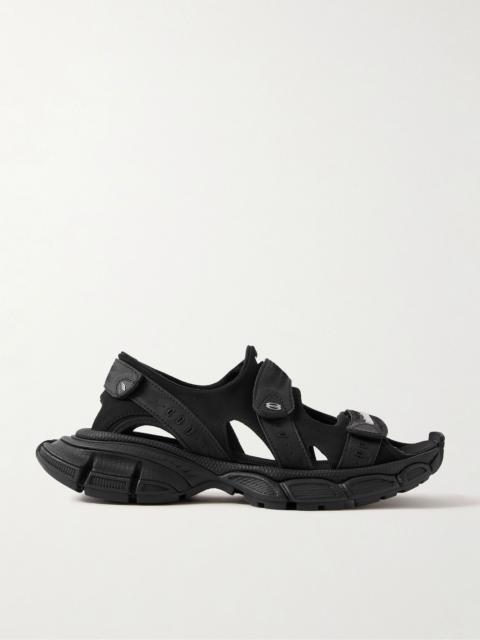 BALENCIAGA 3XL Logo-Appliquéd Faux Leather and Canvas-Trimmed Scuba Sandals Black