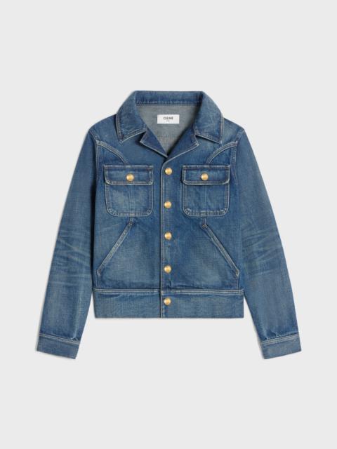 CELINE trucker jacket in dark union wash denim | REVERSIBLE