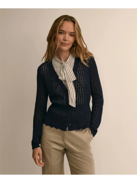 Brooks Brothers Cotton Pointelle Cardigan