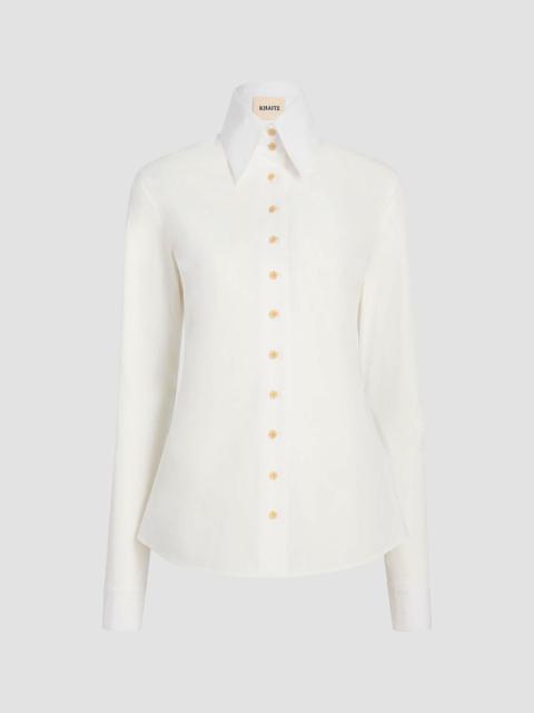 KHAITE Women's Ivy Cotton Button-Front Top - Chalk