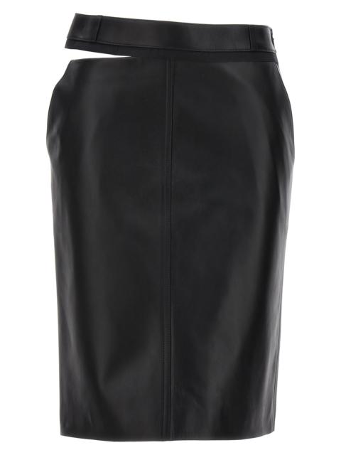 FENDI Leather midi skirt