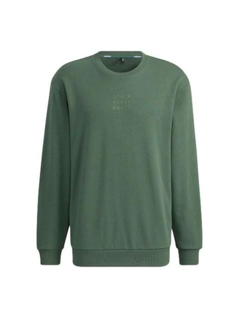 Men's adidas neo Logo Alphabet Printing Round Neck Green H14215