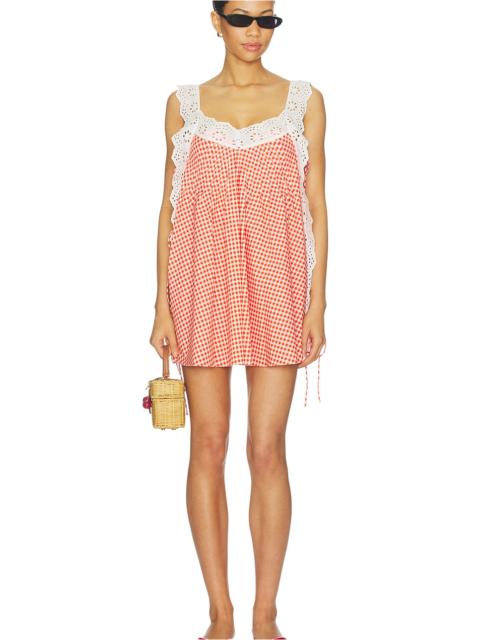 CAROLINE CONSTAS Lucilla Eyelet Trimmed Open Back Mini Dress