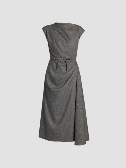 Erdem HERRINGBONE DRAPED MIDI DRESS
