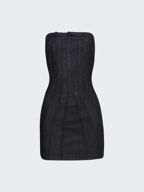 MUGLER Spiral Bustier Dress Raw Blue