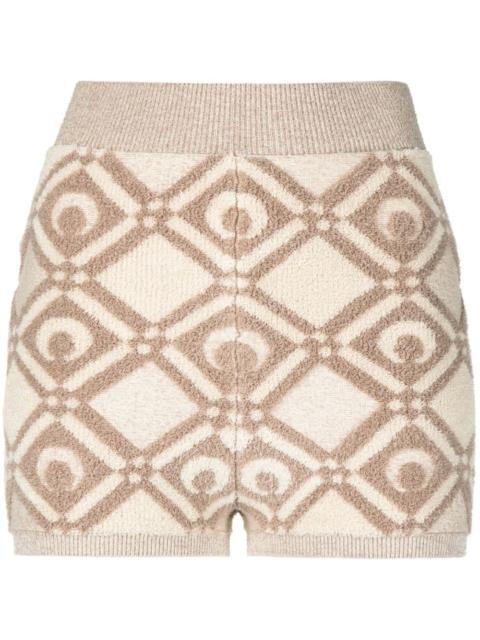 Marine Serre chunky jacquard knitted shorts