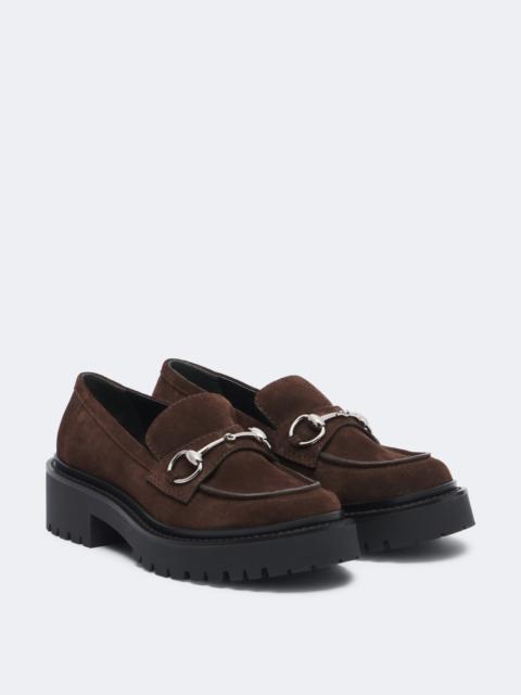 GUCCI Rhody Horsebit suede platform loafers