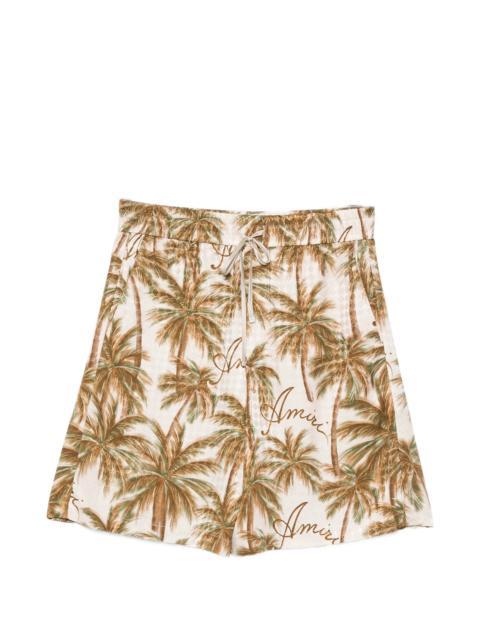 AMIRI Amiri Palm-tree-print Logo-embroidered Shorts
