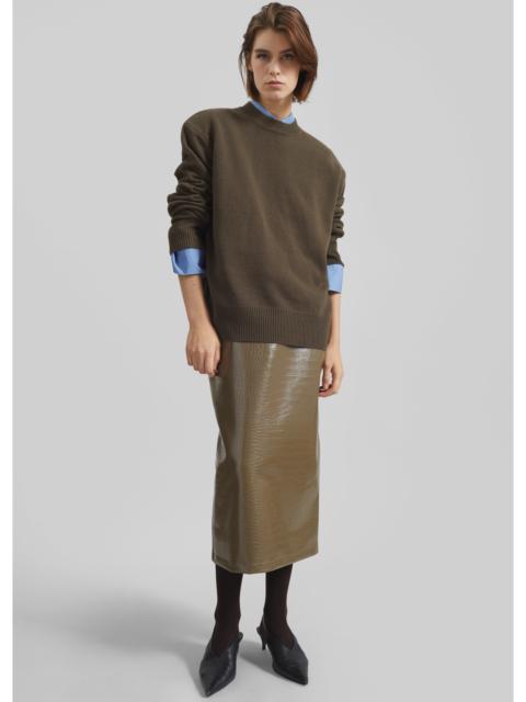 The Frankie Shop Rafaela Padded Knit Sweater - Olive