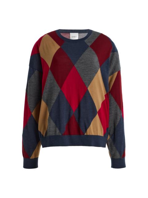 LESET James Oversized Argyle Wool Sweater