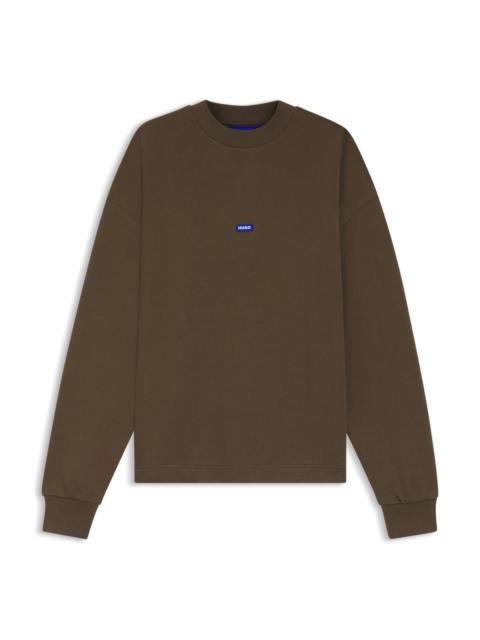 HUGO COTTON-TERRY SWEATSHIRT WITH BLUE LOGO PATCH